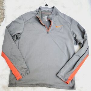 Nike‎ therma-fit long sleeve 1/4 zip pullover Gray And Orange Sz XL Mens